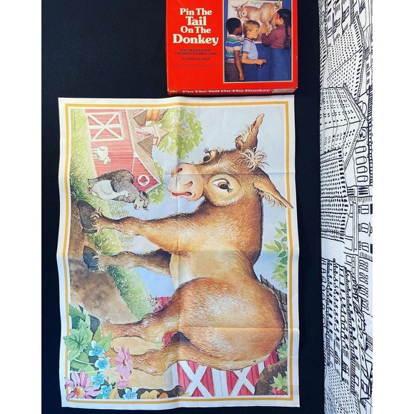 Vintage 1981 Pin The Tail On The Donkey Party 80s Game Golden RARE Complete - Picture 9 of 10